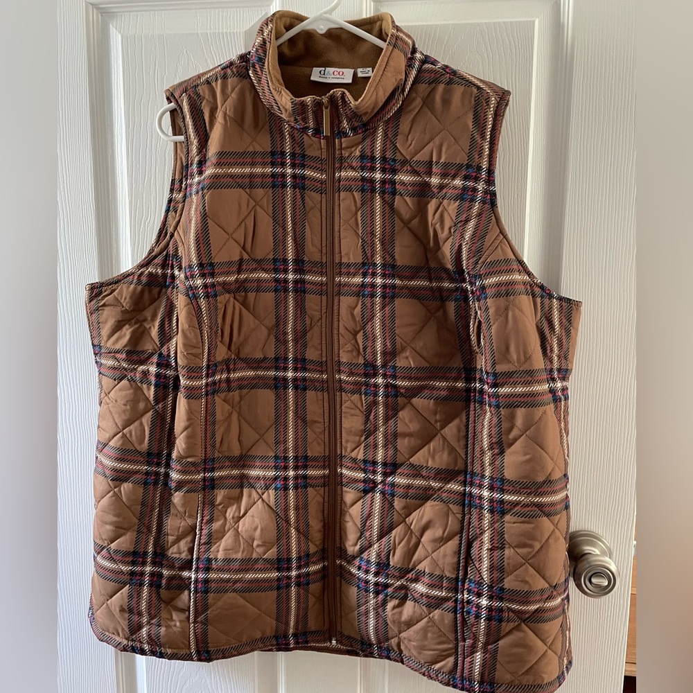 Denim & Co vest plaid 2X